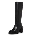 thumbnail image 1 of Botas SOVANYOU de piel negra con plataforma hasta la rodilla para mujer, 1 of 5