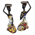 thumbnail image 1 of 2x Candelabros con figuras africanas, estatuas, candelabros, decoración de mesa, coleccionables Sentado amarillo, 1 of 9