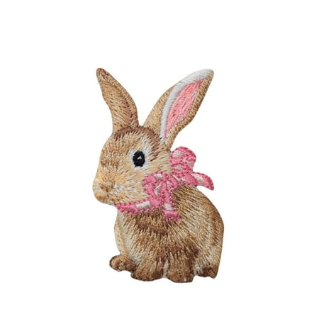 Bunny rabbit  hare  pink bow  iron on applique embroidered patch Bunny rabbit  hare  pink bow  iron on applique embroidered patch
