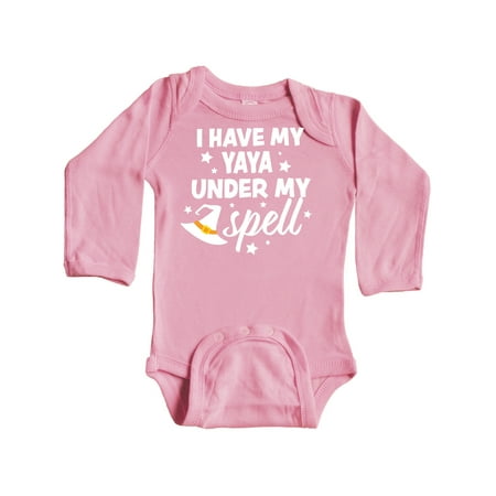 

Inktastic I Have My Yaya Under My Spell with Cute Witch Hat Gift Baby Boy or Baby Girl Long Sleeve Bodysuit