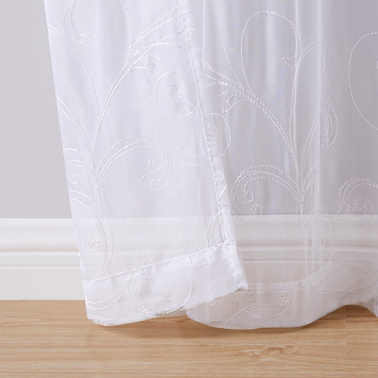 Mainstays Embroidered Scroll Sheer Curtain Panel 38" x 63" photo 5