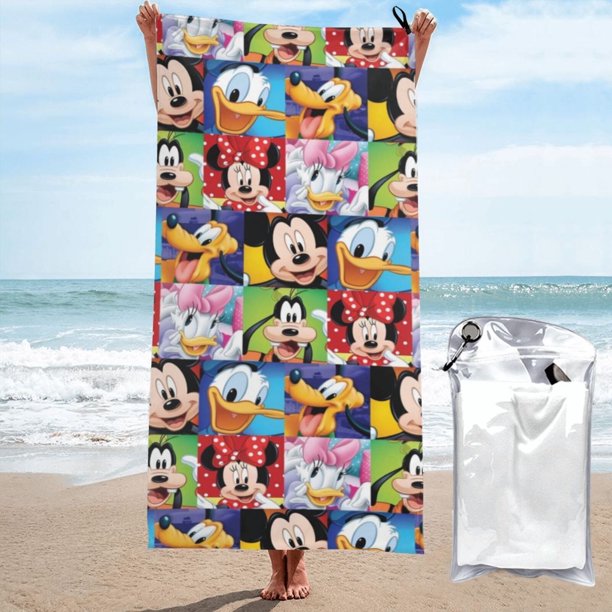 Toalla de playa de Mickey Mouse, suave, de secado rápido, resistente a la arena, para piscina, yoga, gimnasio, camping, toallas de baño ligeras, regalo para niños, niñas, niños y adultos, 27,5 x 55