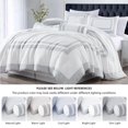 thumbnail image 3 of 7-Piece King Size Square Pattern White/Silver Breathable Comforter Set, Soft and Comfortable Hotel Style Bedding Set for Guest Room, Home, Hotel, Machine Washable, 3 of 5