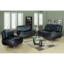 PonLiving Furniture Chicoine 3 Piece Living Room Set / Upholstery Color: Black Chicoine 3 Piece Living Room Set / Upholstery Color: Black