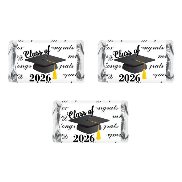 RokAPary Set de 60 stickers para barras de chocolate con birrete de graduación