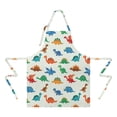 thumbnail image 2 of White Cartoon Dinosaurs Pattern Apron-Garden Aprons for Women with Pockets-Cotton Linen Waterproof Kitchen Cooking Gardening Aprons Adjustable for Kitchen,Cooking,BBQ and Salon 33x27 Inch, 2 of 7