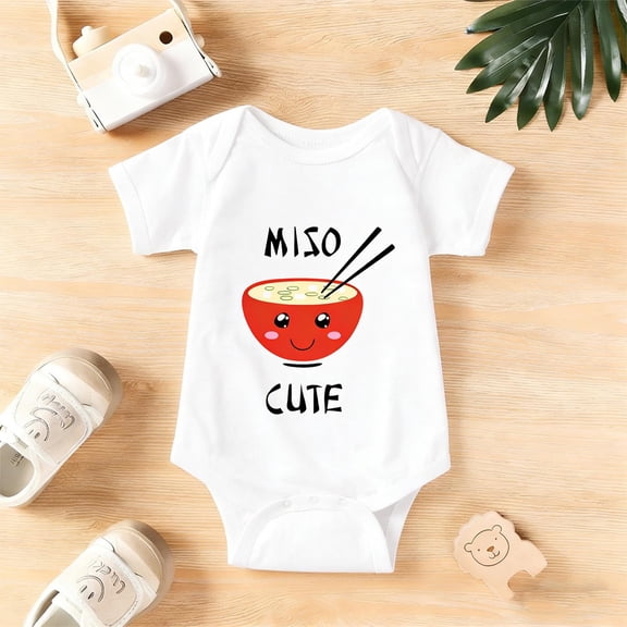 Miso Cute” Anime Baby Bodysuit - Japanese Kawaii Style Newborn Romper 0-24M | Funny Unisex Infant Outfit, Unique Baby Shower Gift