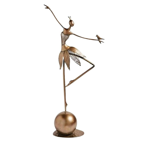 Iron Dancing Girl Garden Sculpture, Metal Art Decor for Indoor/Outdoor Spaces Handcrafted Holiday Gift for Plant Lovers Rust-Resistant Finish
