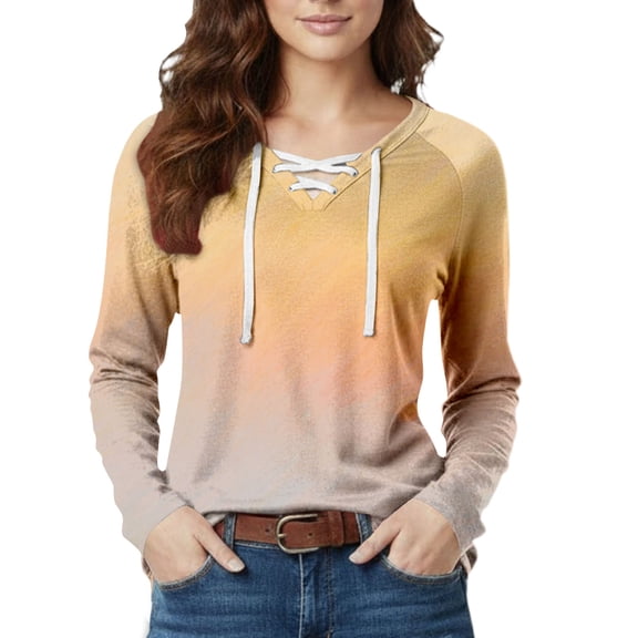 Business Casual Tops for Women Casual Printed V Neck Long Sleeve Blouse Tee Summer Tops