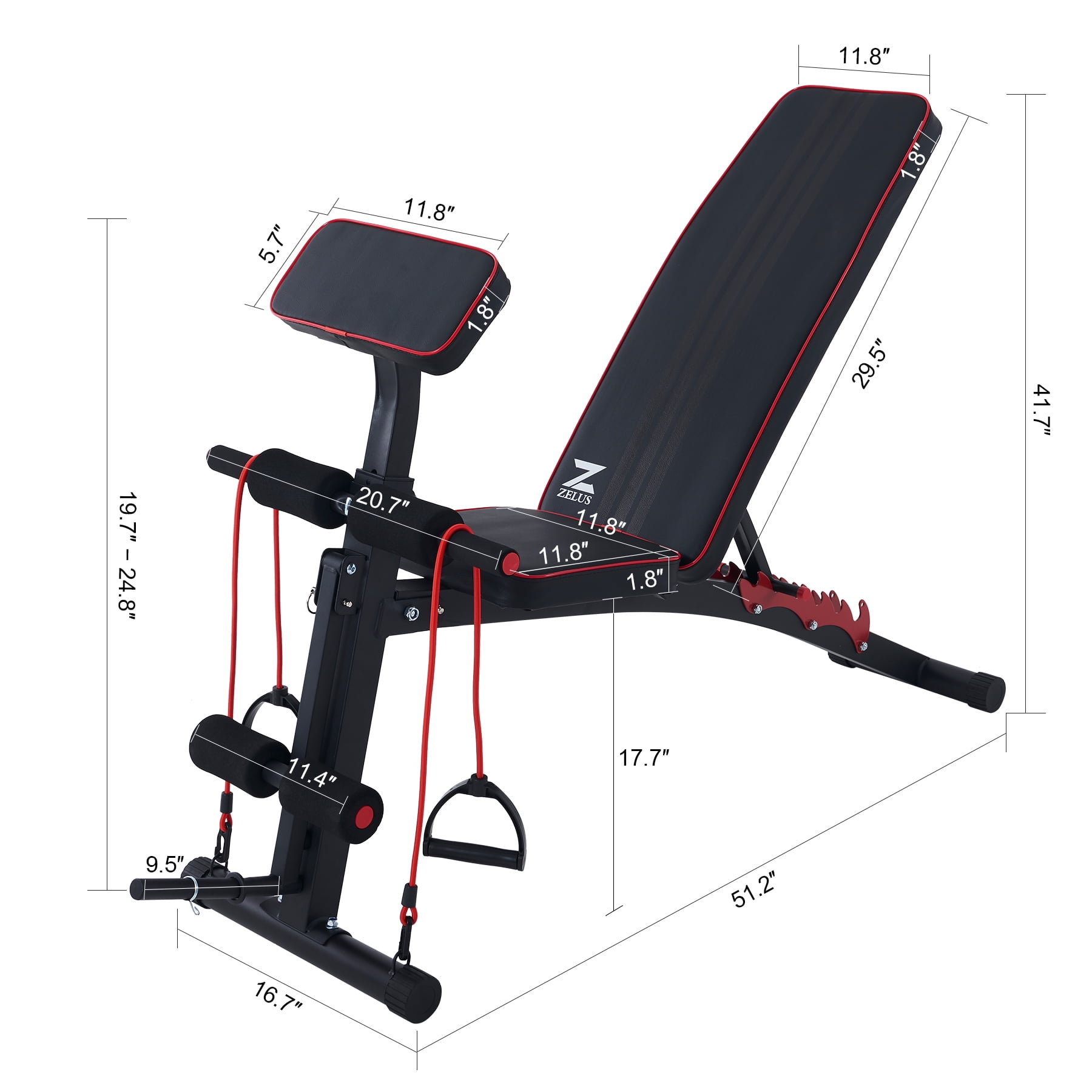 Preenex Adjustable Home Gym Weight Bench Multifunctional Exercise Workout Equipment Black
