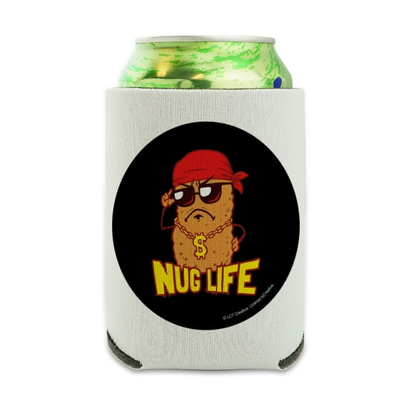 Nug Life Chicken Nugget Funny Humor Can Cooler - Drink Sleeve Hugger Collapsible Insulator - Beverage Insulated Holder
