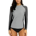 thumbnail image 1 of Alove Women's Stripe Swimwear Top Long Sleeves Rash Guard UPF 50 Swim Shirt, 1 of 5