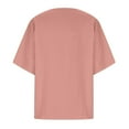 thumbnail image 4 of QLEICOM Women Plus Size Cotton Linen T-shirt Oversized Crew Neck Short Sleeve Loose Button Tops Blouses Tees Pink 4XL, US Size:16, 4 of 5