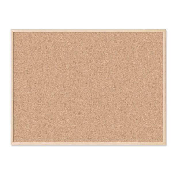 U Brands Cork Bulletin Board, 48" x 36", Natural Birch MDF Frame, 003U