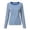 Blue, variant on Womens Tops Long Sleeve Striped Crew Neck Slim Fit Knit Tee with Ribbed Cuffs Size L
