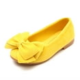 thumbnail image 4 of UTTOASFAY Toddler Shoes Children Kid Baby Girls Solid Shoes Bowknot Student Single Soft Dance Princess Shoes Yellow 2.5-3 Years, 4 of 9