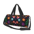 thumbnail image 2 of Xecao Colorful Floral2 print Round Travel Duffel Bag is a foldable gym bag with an inner pocket, perfect for travel sports, 2 of 8