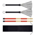 thumbnail image 3 of Juego de Cepillos para tambor Jadeshay Cepillos flexibles metal rojo negro, 3 of 8