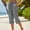 Black, variant on Cotton Capris for Women Plus Size High Elastic Waisted Drawstring Straight Leg Strip Side Button Split Cropped Bottoms Breathable Summer Trousers with Pockets, S-3XL