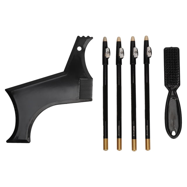 Beard Shaper, Beard Grooming Toolkit Beard Lineup Tool Beard Shaper For Men Includes Beard Shaping Stencil with 4 Barber Pencils For Home Use and Travel
