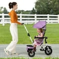 thumbnail image 2 of Costway Babyjoy Pink Folding Tricycle with Adjustable Canopy and 360° Reversible Seat, 2 of 10