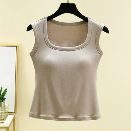 Qhnvtd Lace Bodysuit Yellow Shirts For Girls Catherines Plus Size Tops For Women Women s Casual And Fashionable Summer Solid Color Sleeveless Top With Chest Pad Khaki