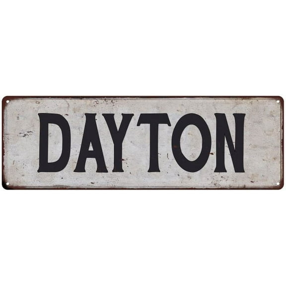 DAYTON Vintage Look Rustic Metal 6x18 Sign City State 106180041048