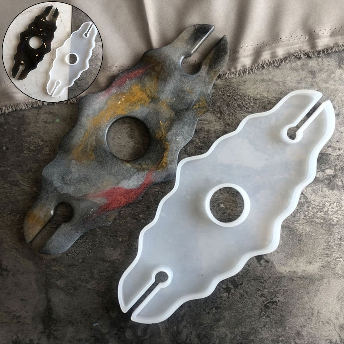 DIY Wine Glass Holder Resin Mold - Creative Craft Kit with Coaster Molds & Metallic Flakes for Unique Home Decor