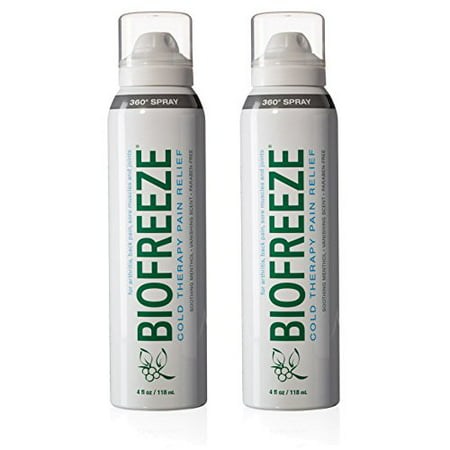 Biofreeze Pain Relief 360 Spray for Arthritis, Cold Topical Analgesic, Fast Acting Cooling Pain Reliever for Muscle, Joint, and Back Pain, Colorless Formula, Pack of 2, 4 oz. Bottles, 10.5% (Best Over The Counter Topical Pain Reliever)