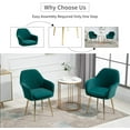 thumbnail image 6 of AVAWING Modern Living Dining Room Accent Arm Chairs Set of 2, Upholstered Seat, Golden Legs, Green, 6 of 7