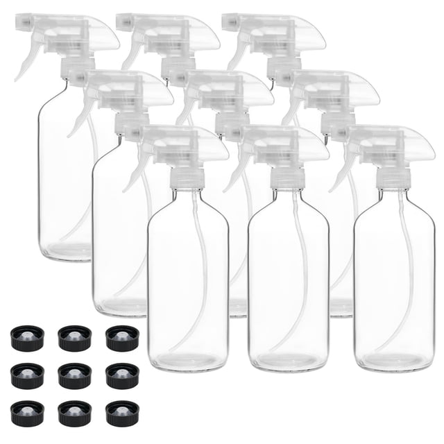 Botellas de aerosol de vidrio Suwimut, 16 oz (480 ml), paquete de 9 con gatillo