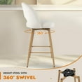 thumbnail image 4 of Swivel Bar Stools Set of 3, Counter Height Barstools for Kitchen Island, 26" Seat Height Bar Chairs for Dining Room, Upholstered Bar Stool with Back and Footrest, White, 4 of 9