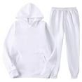 thumbnail image 5 of Cyglowse Hoodie Sweatsuit Set for Boys Girls 2 Piece Hooded Sweatshirt Jogger Sweatpants Tracksuit Kids Athletic Solid Outfits White 6-7Y, 5 of 6