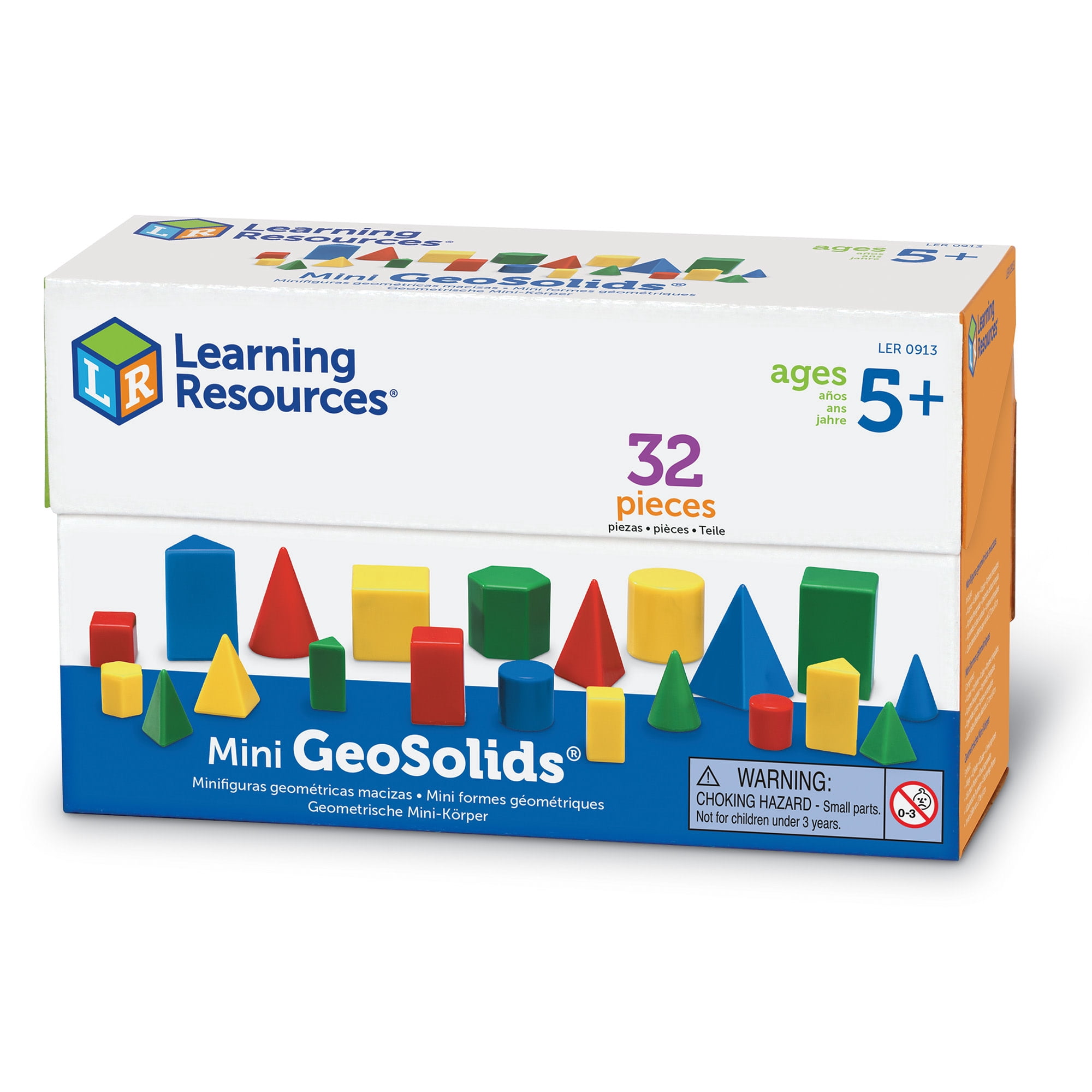 Learning Resources Mini GeoSolids -  Geometry Shapes, Pattern Blocks, Homeschool, Ages 5+
