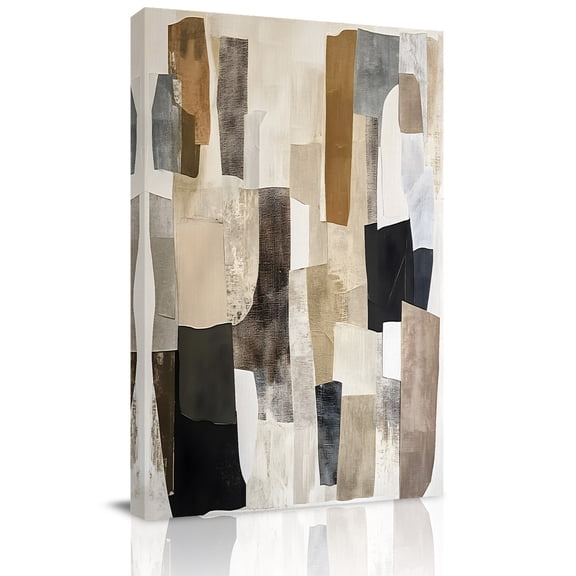 Canvas Wall Art, Modern Black Brown Framed Canvas Prints for Living Room Bedroom, Abstract Oil Painting Art Extra Large Gallery Wrapped Wall Decor for Home Office, Gifts, 24"x36" Ship Next Day