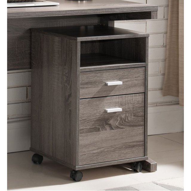 ICE ARMOR Distressed Grey File with 2 Drawers & Open Shelf with