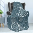 thumbnail image 4 of Grey Blue Soft Flannel Fleece Throw Blanket, Abstract Blossoming Petals with Abstract Swirls Romantic Flowers, Cozy Plush for Indoor and Outdoor Use, 50" x 70", Slate Blue White, by Ambesonne, 4 of 5