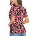 thumbnail image 3 of Fuzoiu Trendy Floral Print Women's Classic V-Neck T-Shirt, Short Sleeve V Neck Tees for Casual Everyday Wear,Casual Fit Tee,Summer Fashion Tops-Large, 3 of 5