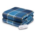 thumbnail image 1 of Pure Warmth Comfort Knit Fleece Electric Heated Warming Throw Blanket Blue Plaid, 1 of 1