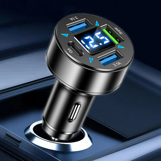 Toma de corriente de 66 W Adaptador de carga rápida de luz azul de 4 puertos USB PD para Huawei Xiaomi Hugtrwg Para estrenar