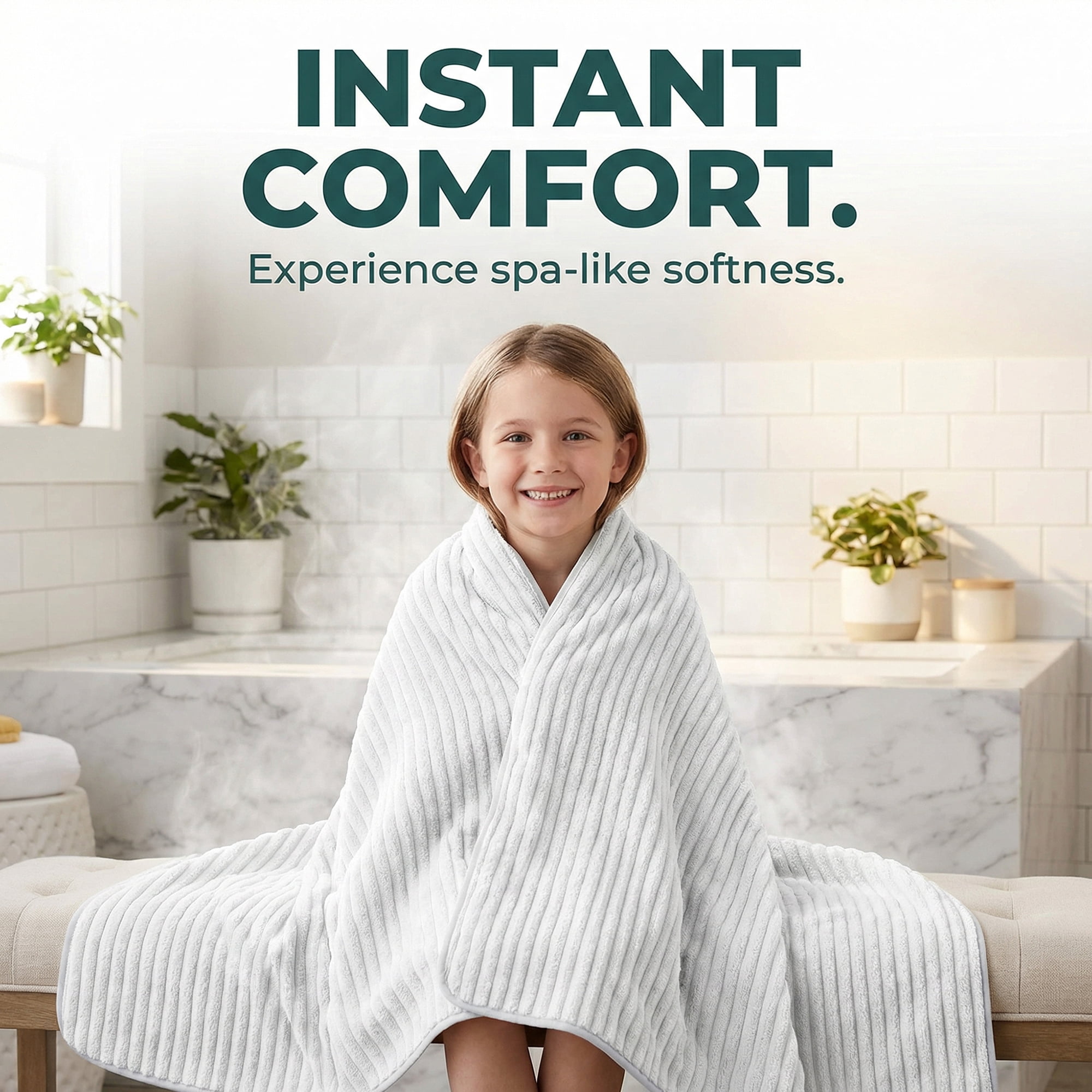 Unique Bargains 2Pcs Soft Super Absorbent Coral Fleece Bath Towel Light Grey/Green 55"x28"