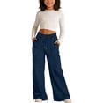 thumbnail image 2 of Letdown Girls' Solid Wide-Leg Lounge Pants, Casual Front Seam Detail Elastic Waist with Drawstring and Pockets for Kids 7-14 Years, 2 of 7