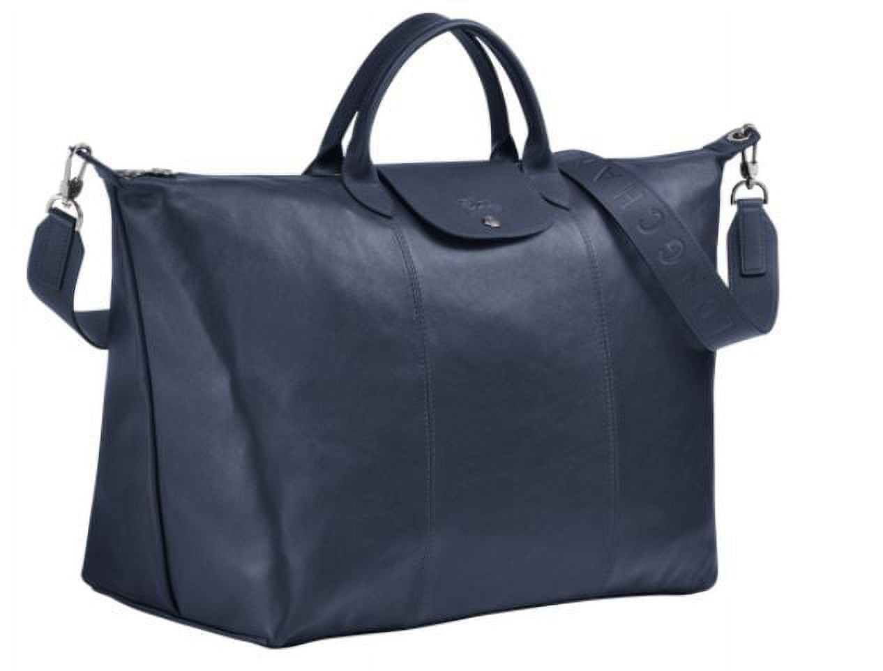 Longchamp+Le+Pliage+Cuir+L+Leather+Satchel+Travel+Weekender+Bag+Cobalt+Blue  for sale online