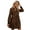 Brown, variant on Women's Leopard Tie Neck Long Sleeve Dress with 95% Polyester and 5% Spandex fabric for flattering fit Wash Cold