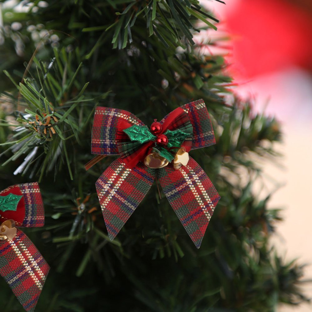 12 Nœuds De Noël Argentés 15x15 Cm - Décoration Sapin, Cadeaux, Mariage - En Tissu Non Tissé Pailleté - 5