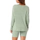 thumbnail image 3 of INSPIRAR CHIC Conjuntos de Dos Piezas para Mujeres, Conjuntos de Punto Acanalado a Juego, Top de Manga Larga con Pantalones Cortos de Ciclista, Sudaderas, L Verde, 3 of 6