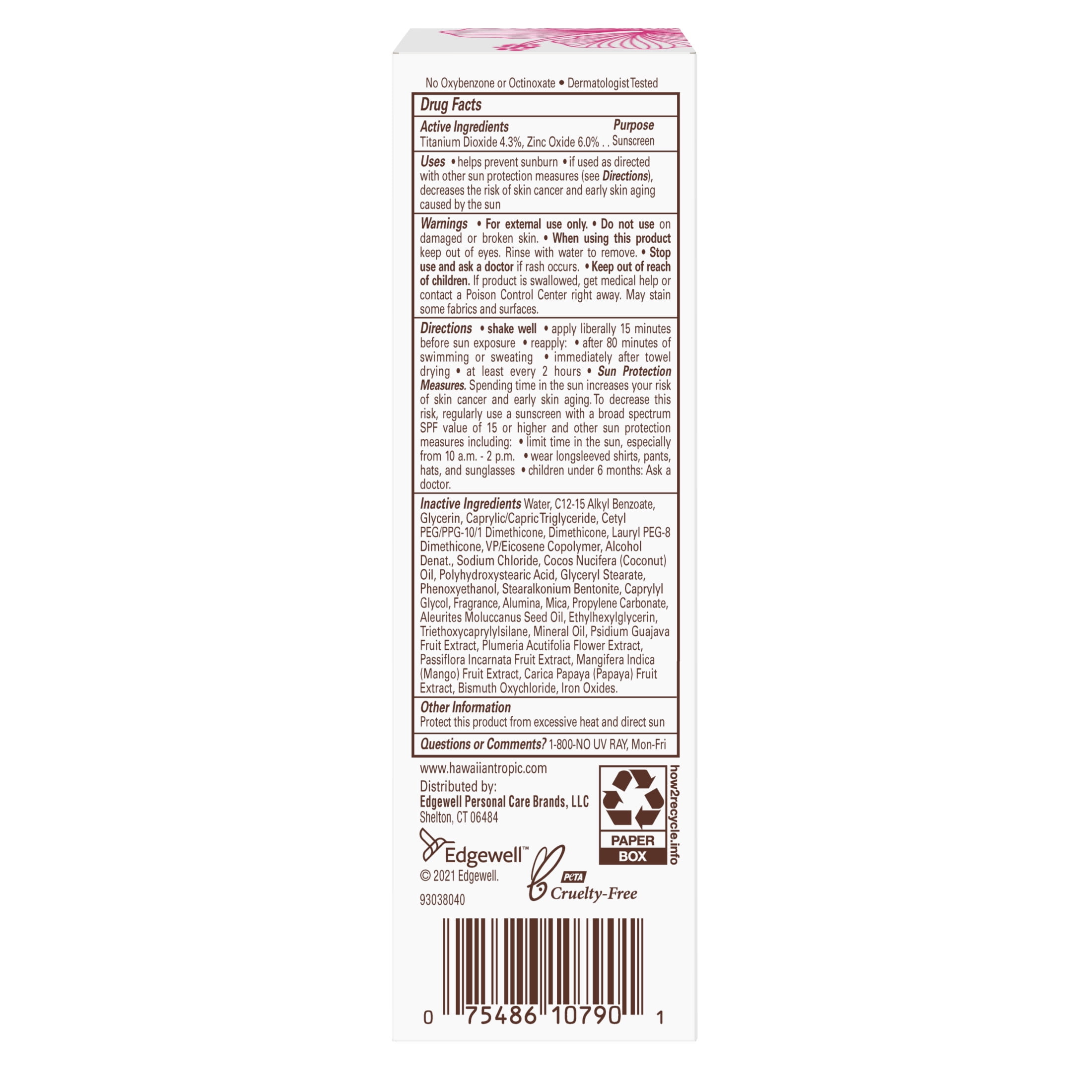 Hawaiian Tropic Mineral Skin Nourishing Milk Sunscreen for Face SPF 30, 1.7oz Travel Size