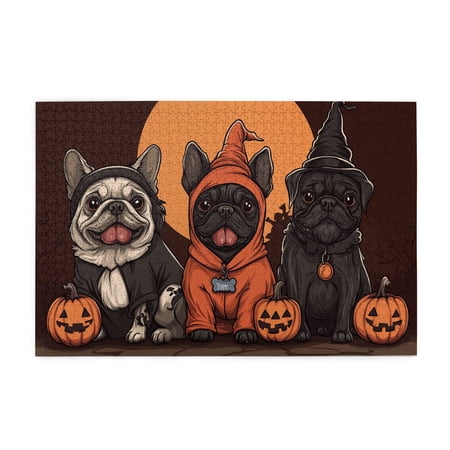 1000 PCS 1000 Piece Wooden Jigsaw Puzzles Fun Pumpkin Head Puppy Wonderful Imagination Enjoy The Puzzle Solving Process Chic Holiday Gift Puzzles Suitable For Entertaining With Family During Holidays