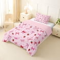 thumbnail image 2 of jejeloiu Pink Bowknot Ribbon Twin Comforter Sets,Cute Strawberry Bedding Set Girls Reversible 2pcs, 2 of 7