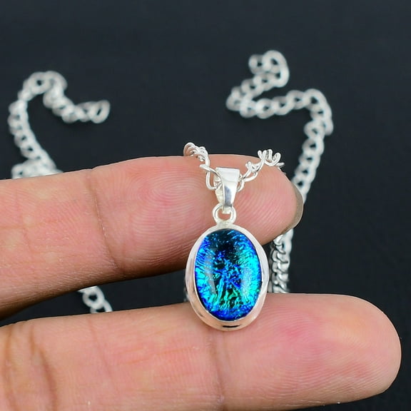 Black Opal 10x14 Pendant – Handcrafted 925 Sterling Silver, Fine Polished, Modern S-Lock Chain, Wedding & Bridal Gift